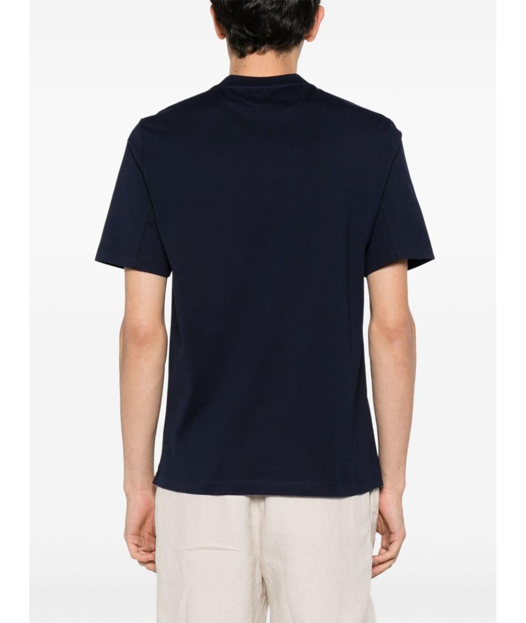 BRUNELLO CUCINELLI Синяя хлопковая футболка, фото 3