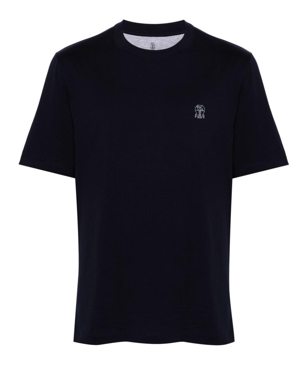 BRUNELLO CUCINELLI Синяя хлопковая футболка, фото 1