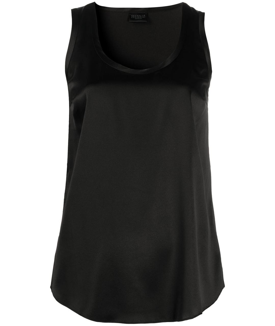 BRUNELLO CUCINELLI Черная шелковая майка, фото 1