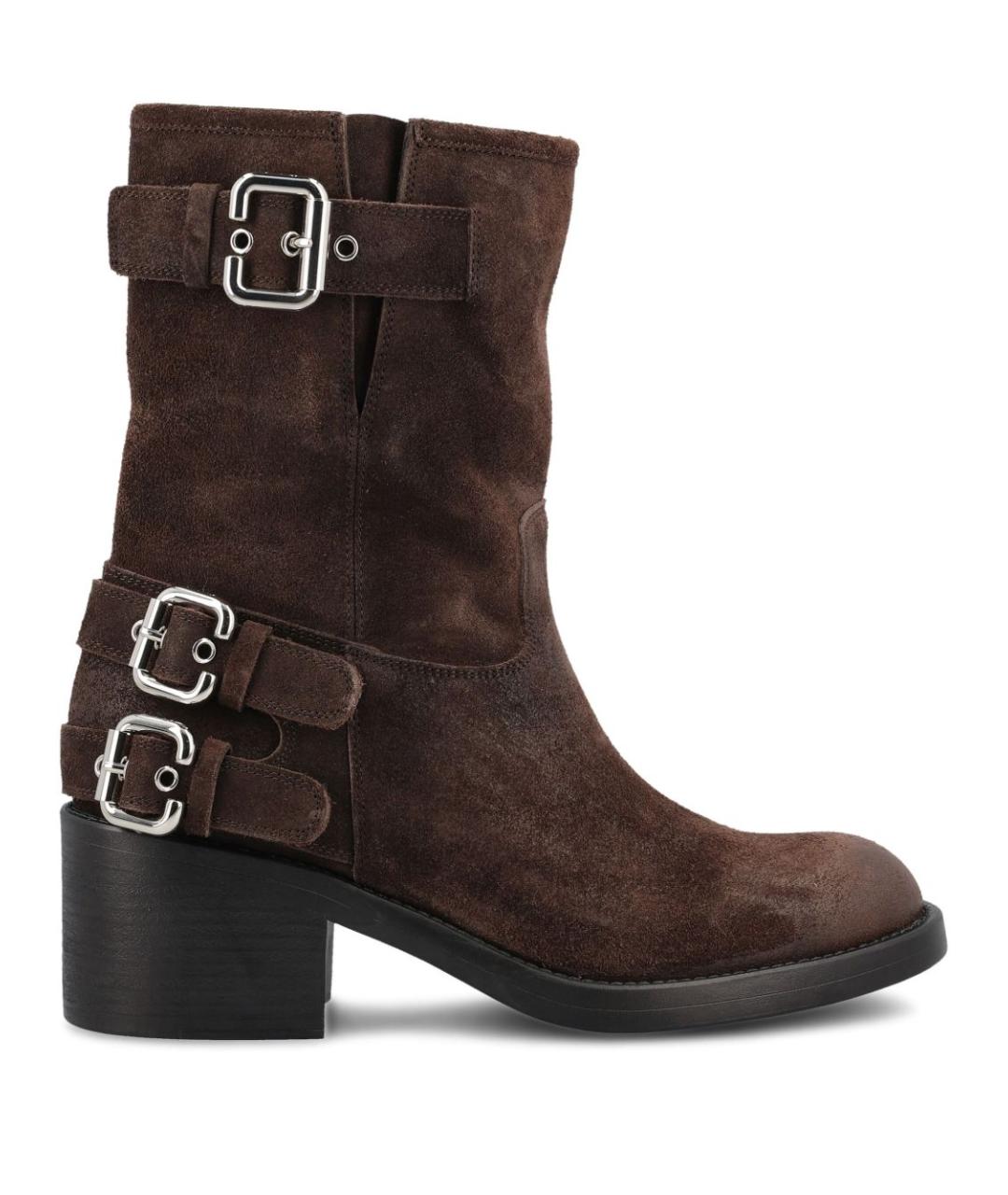 CHLOE Коричневые кожаные ботинки, фото 1