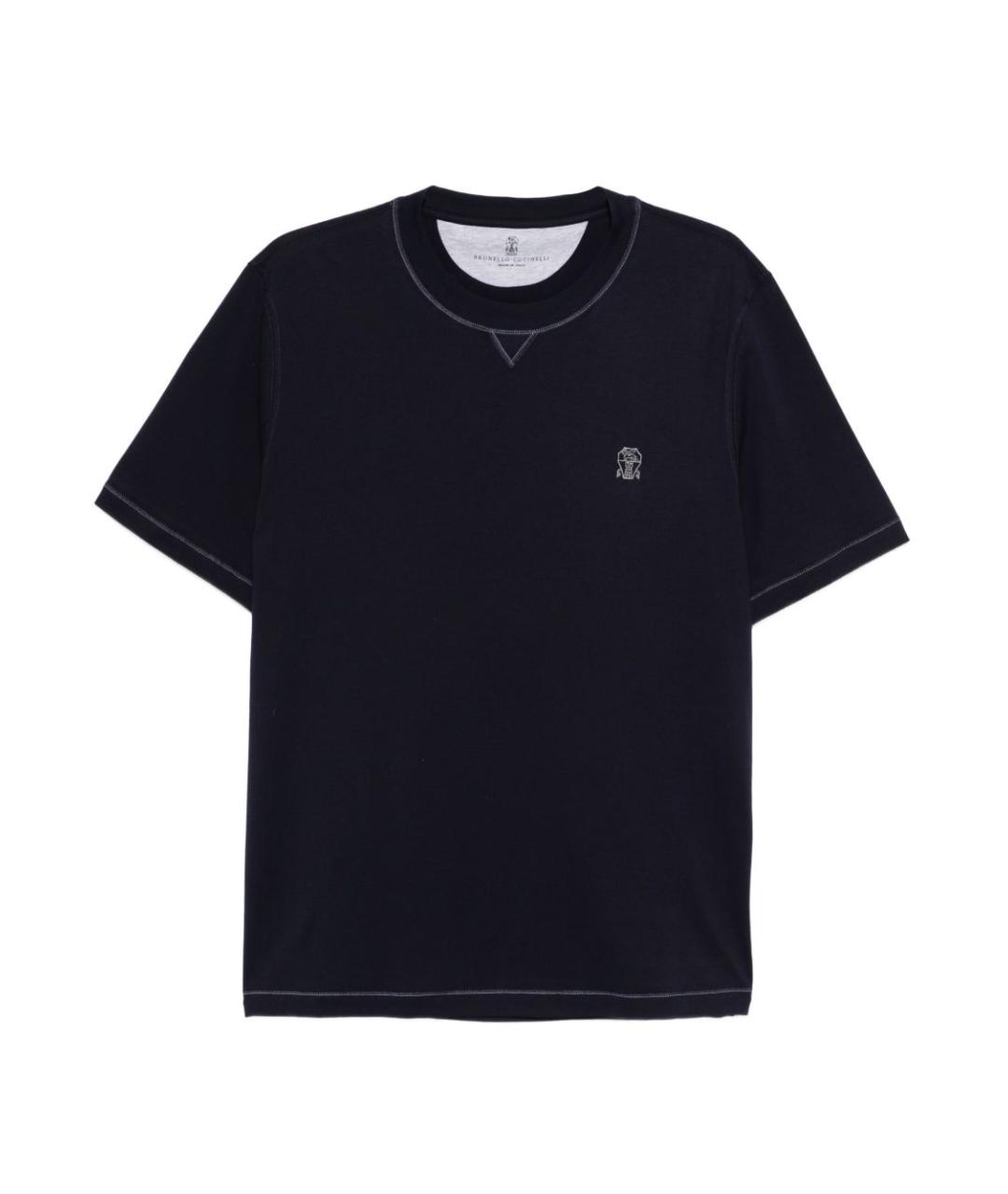 BRUNELLO CUCINELLI Синяя хлопковая футболка, фото 1