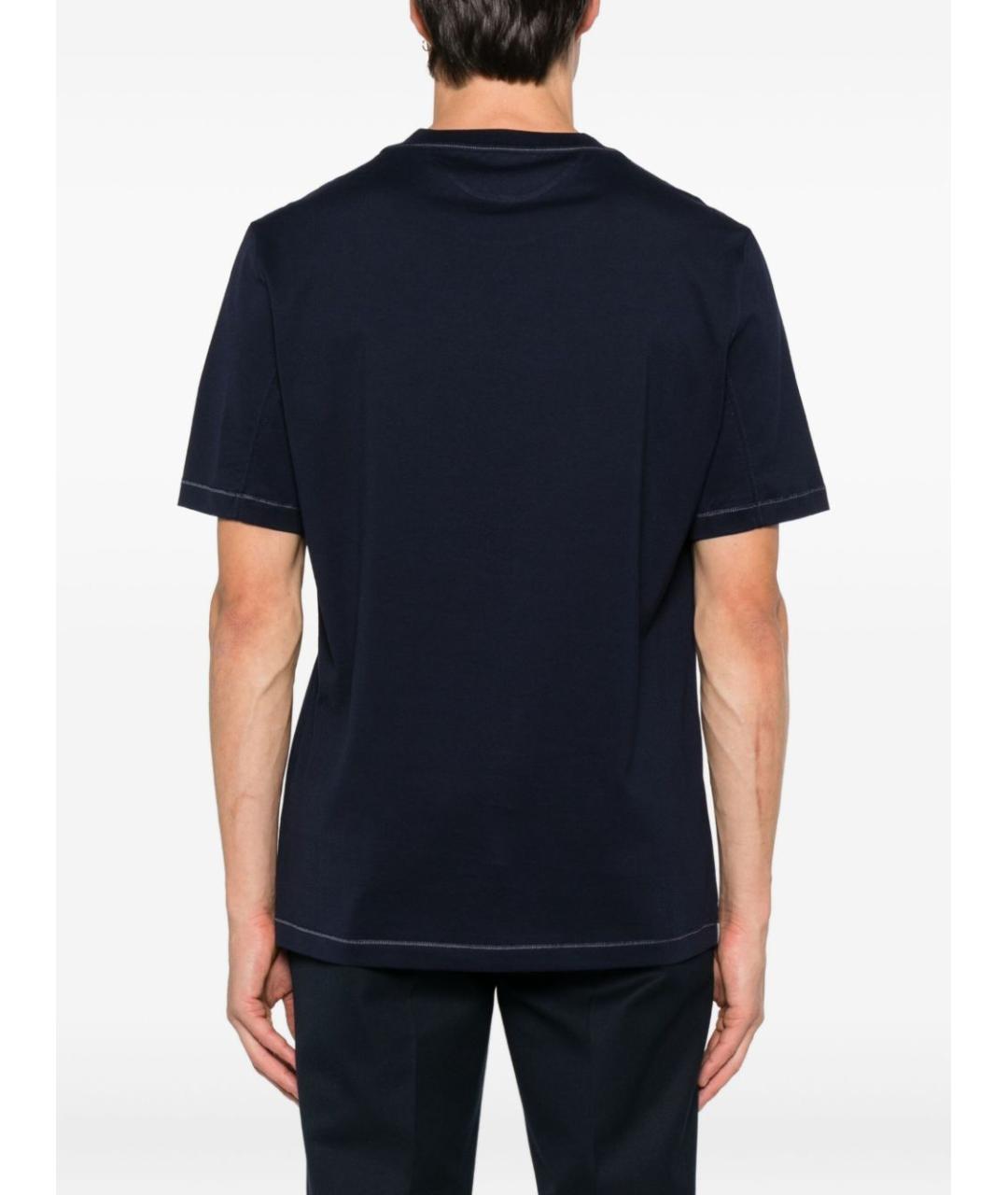 BRUNELLO CUCINELLI Синяя хлопковая футболка, фото 2