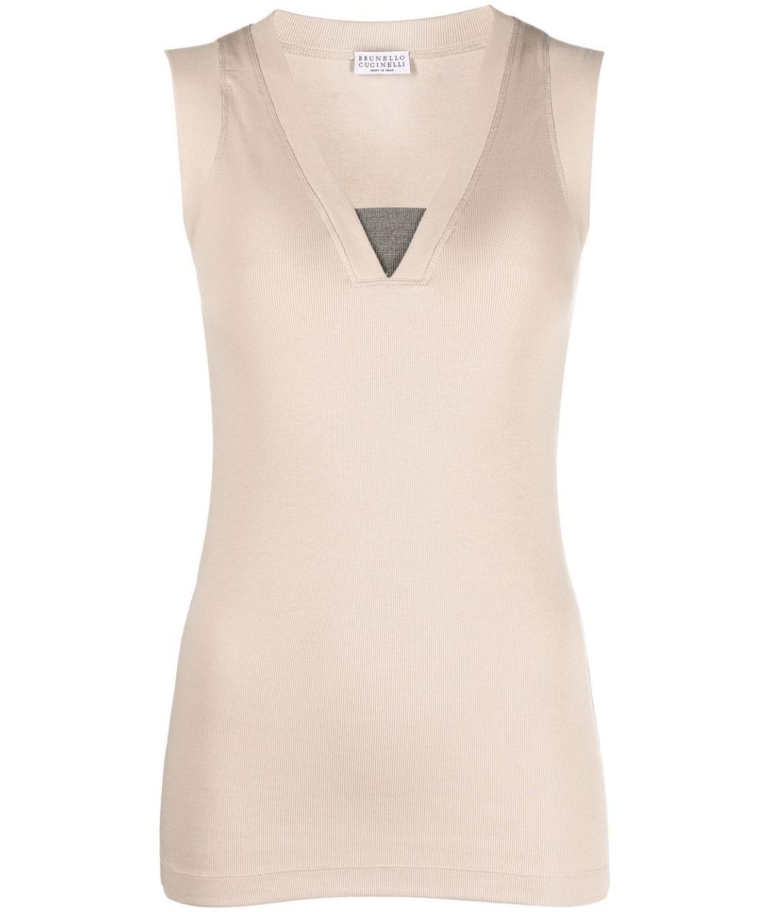 BRUNELLO CUCINELLI Бежевая хлопковая майка, фото 1