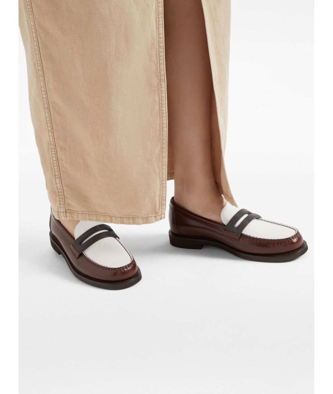 BRUNELLO CUCINELLI Коричневые кожаные лоферы, фото 2