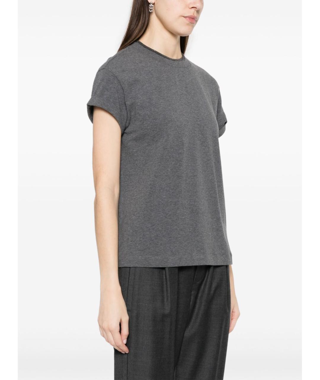BRUNELLO CUCINELLI Серая хлопковая футболка, фото 3