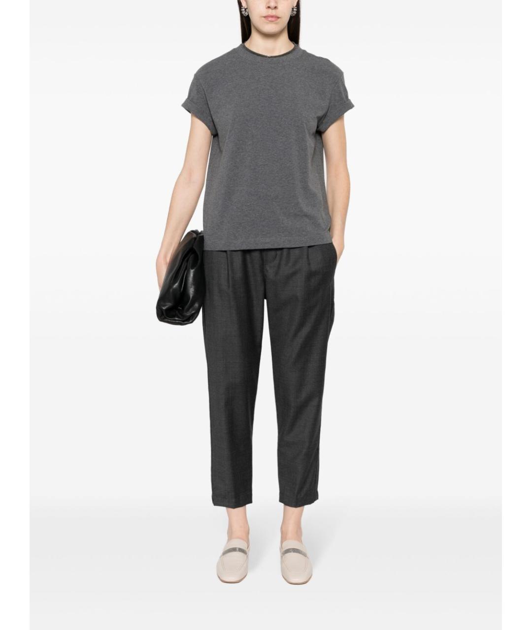 BRUNELLO CUCINELLI Серая хлопковая футболка, фото 5