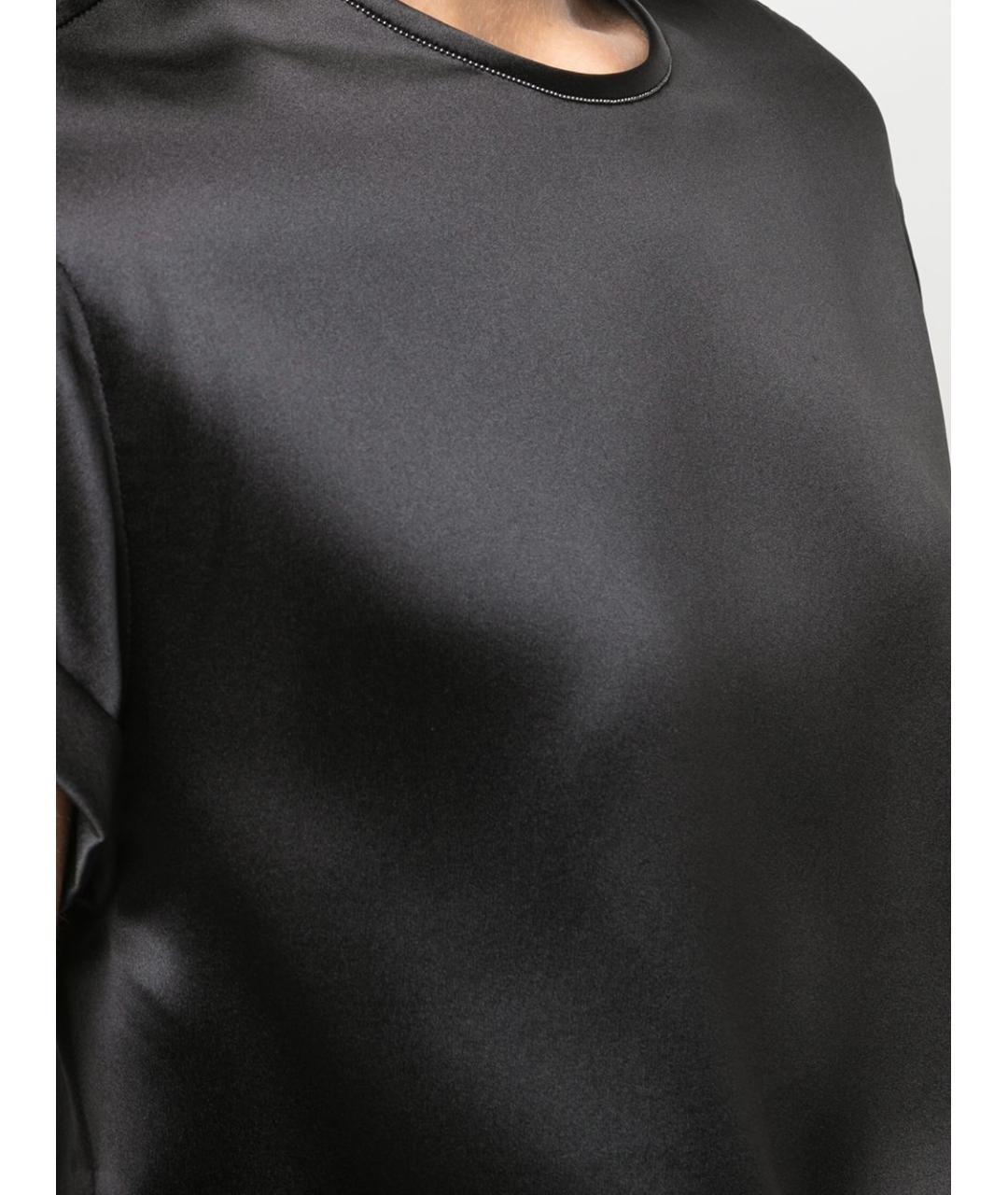 BRUNELLO CUCINELLI Черная шелковая футболка, фото 2