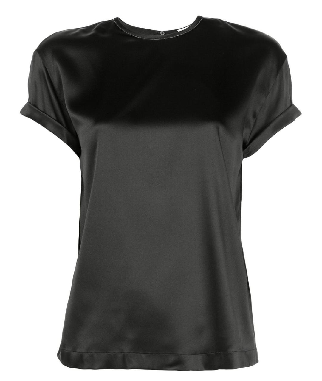 BRUNELLO CUCINELLI Черная шелковая футболка, фото 1