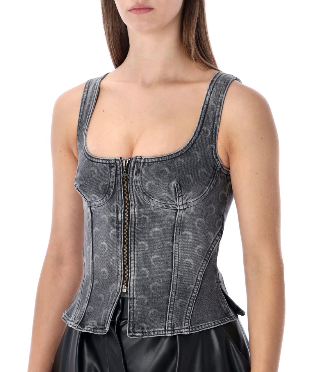 MARINE SERRE Серая хлопковая майка, фото 3