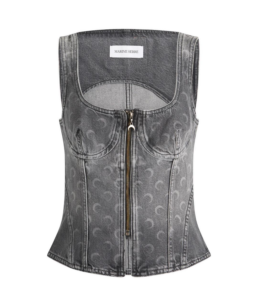 MARINE SERRE Серая хлопковая майка, фото 1