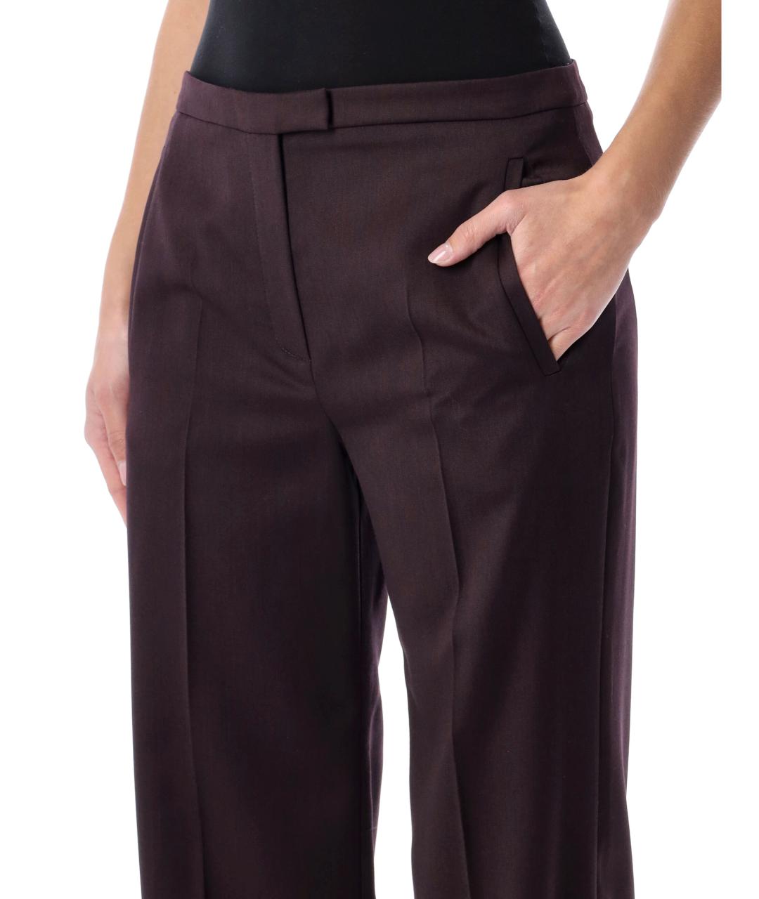 MAGDA BUTRYM Бордовые шерстяные прямые брюки, фото 4