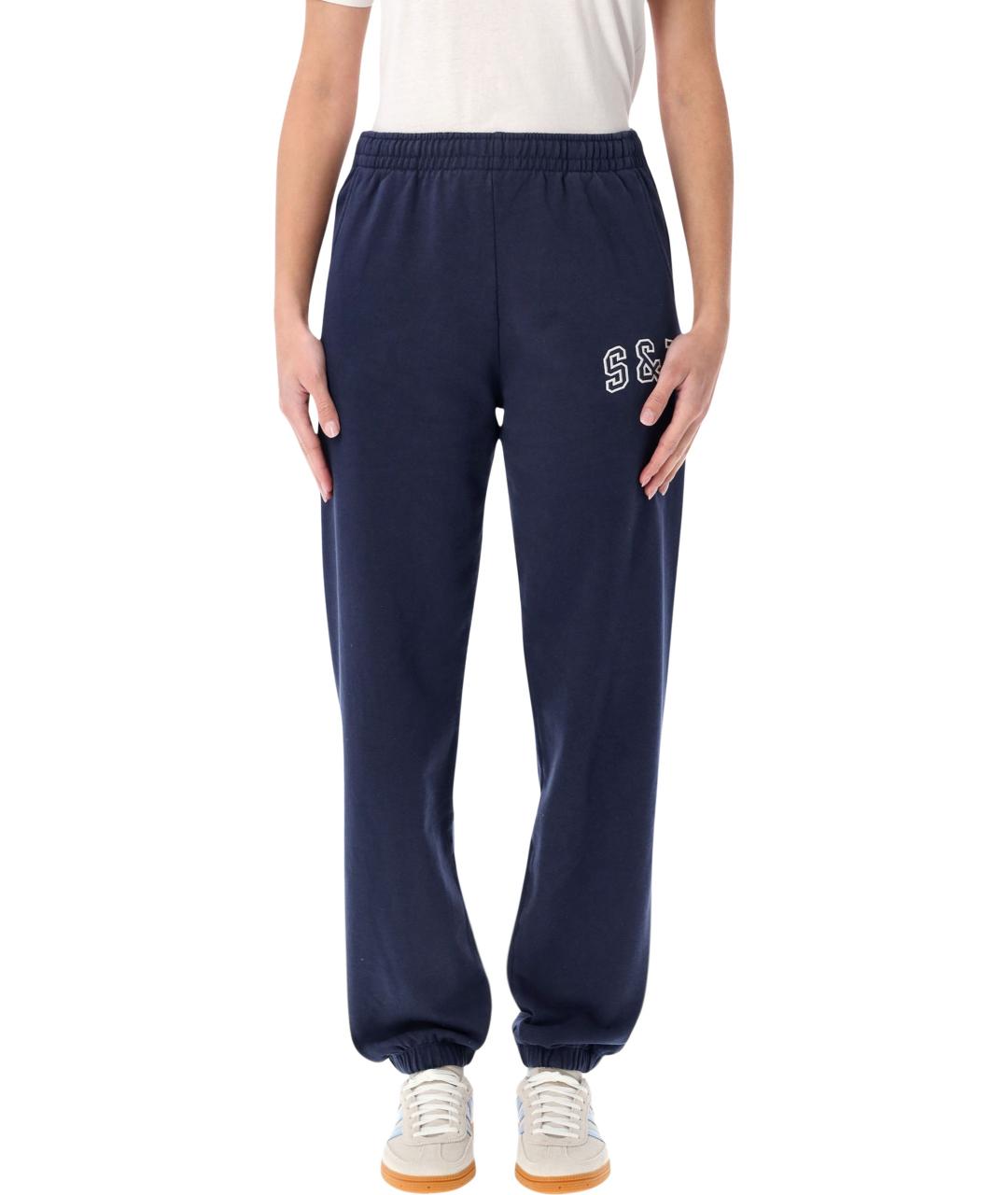 SPORTY AND RICH Темно-синие хлопковые спортивные брюки и шорты, фото 1