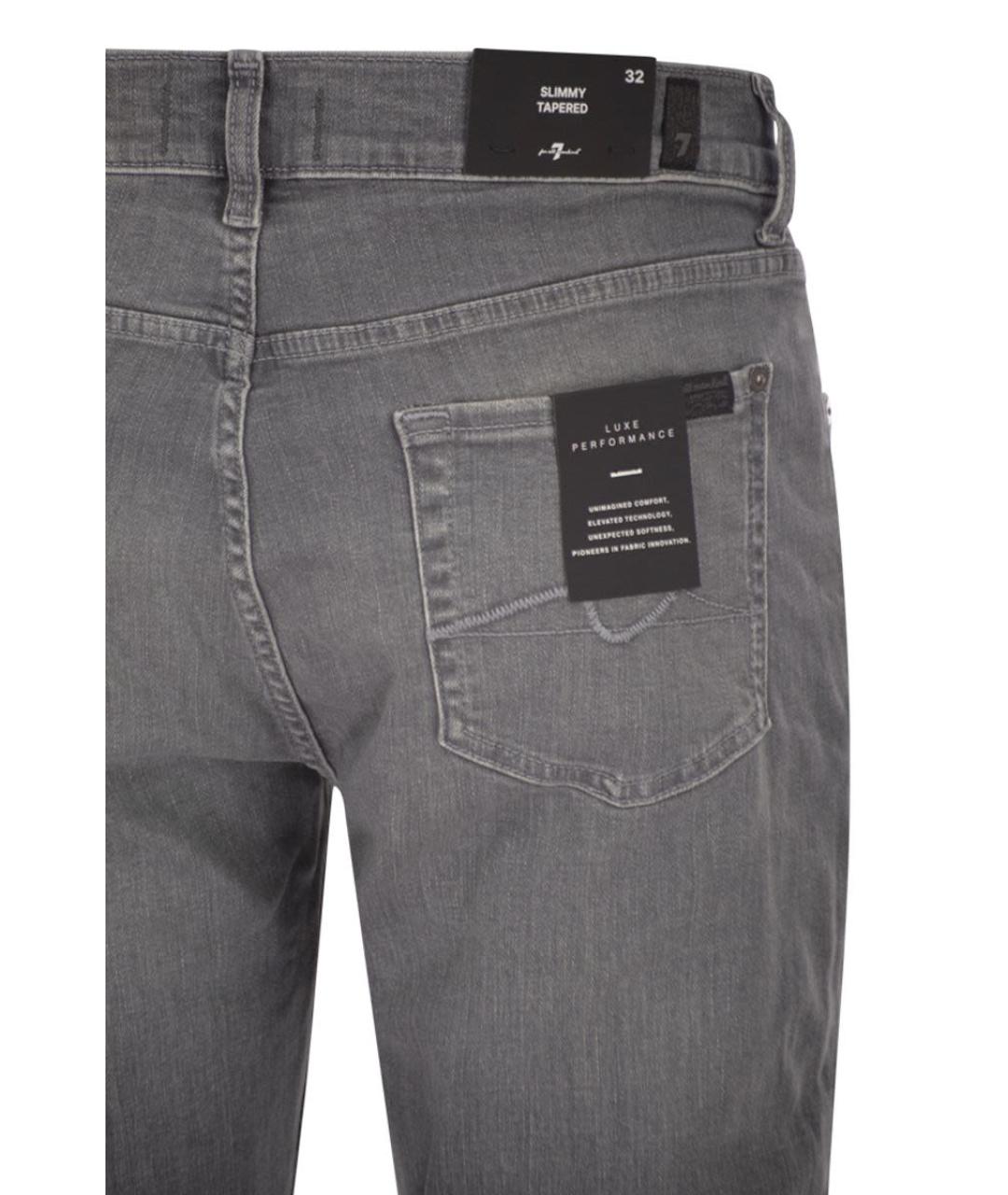 7 FOR ALL MANKIND Серые хлопковые джинсы скинни, фото 4