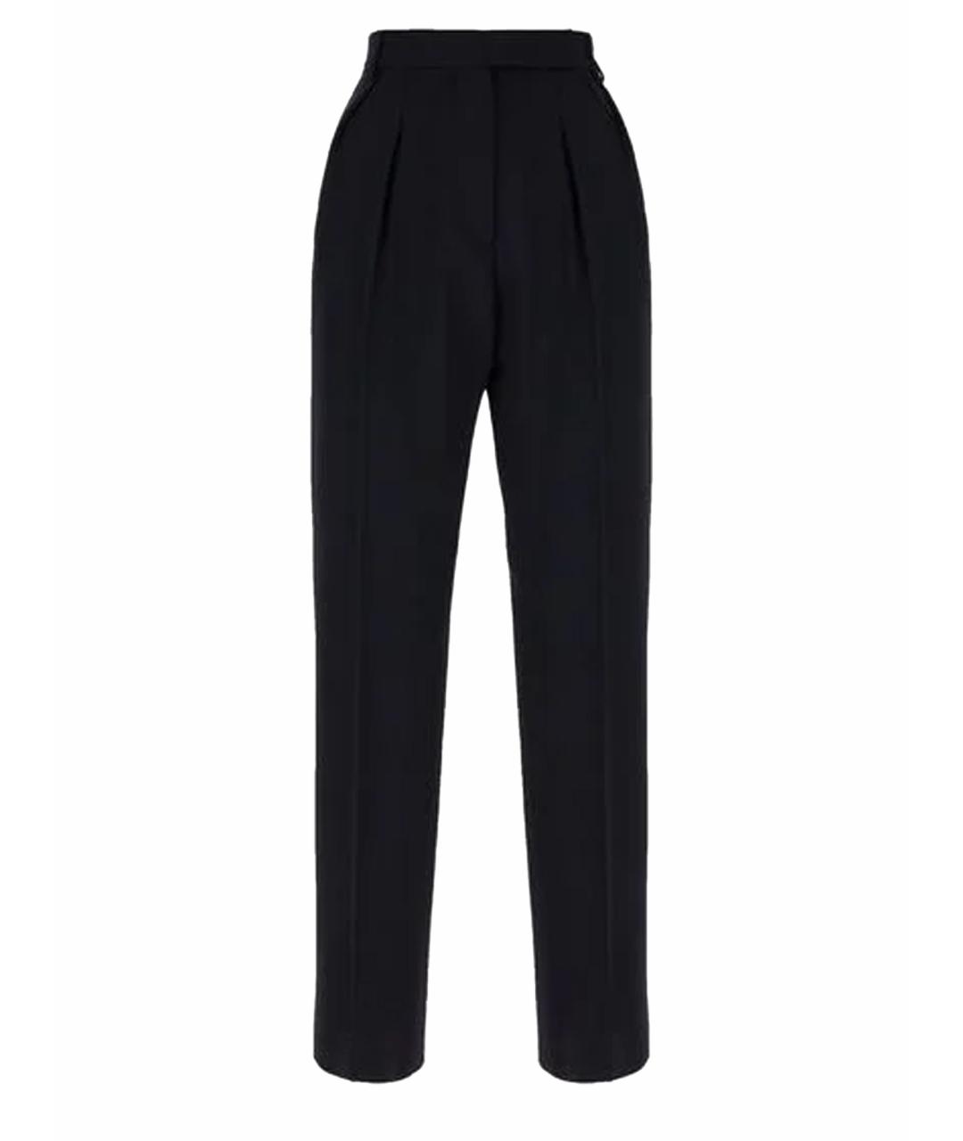 BALMAIN Черные шерстяные прямые брюки, фото 1