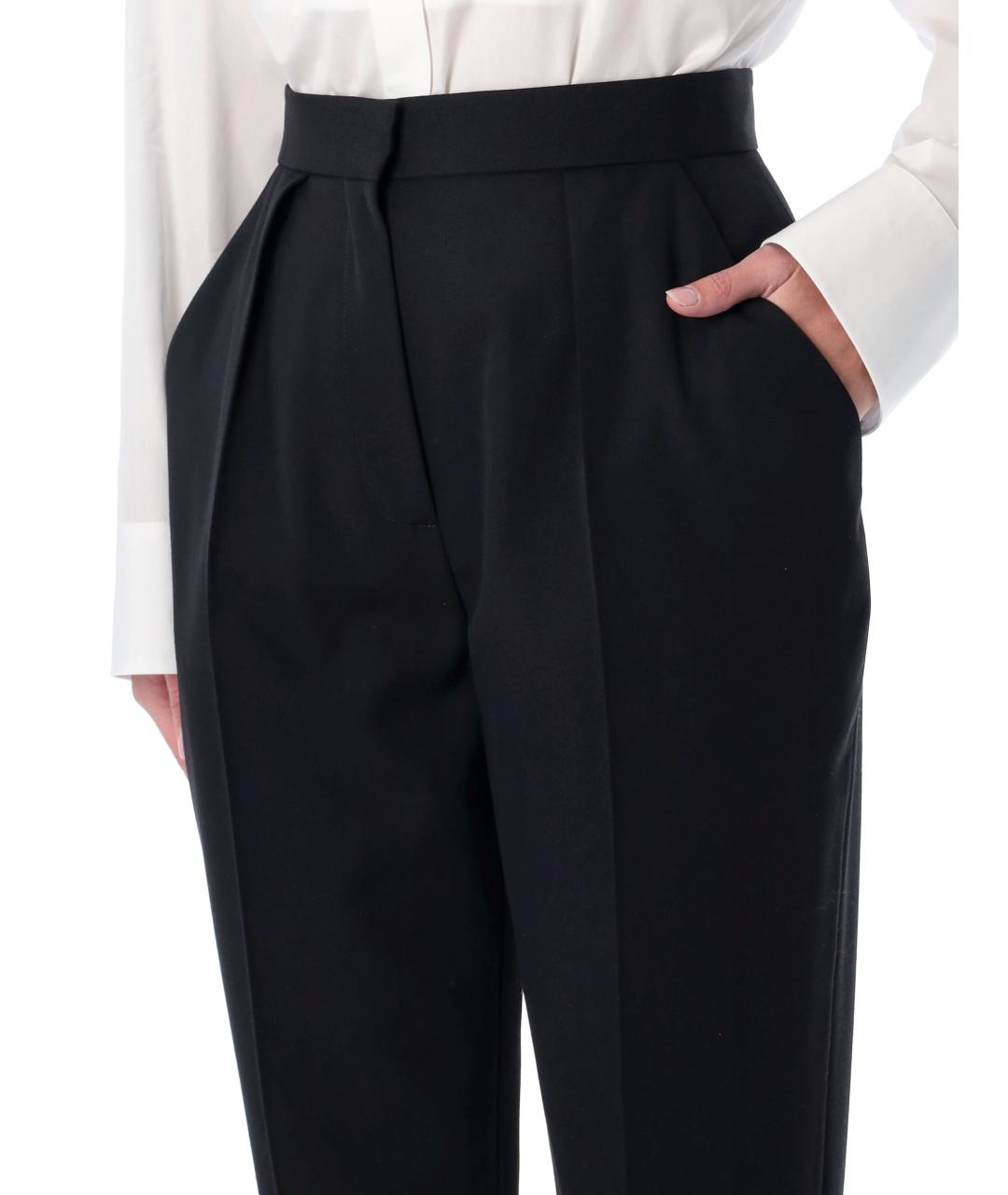 BALMAIN Черные шерстяные прямые брюки, фото 3