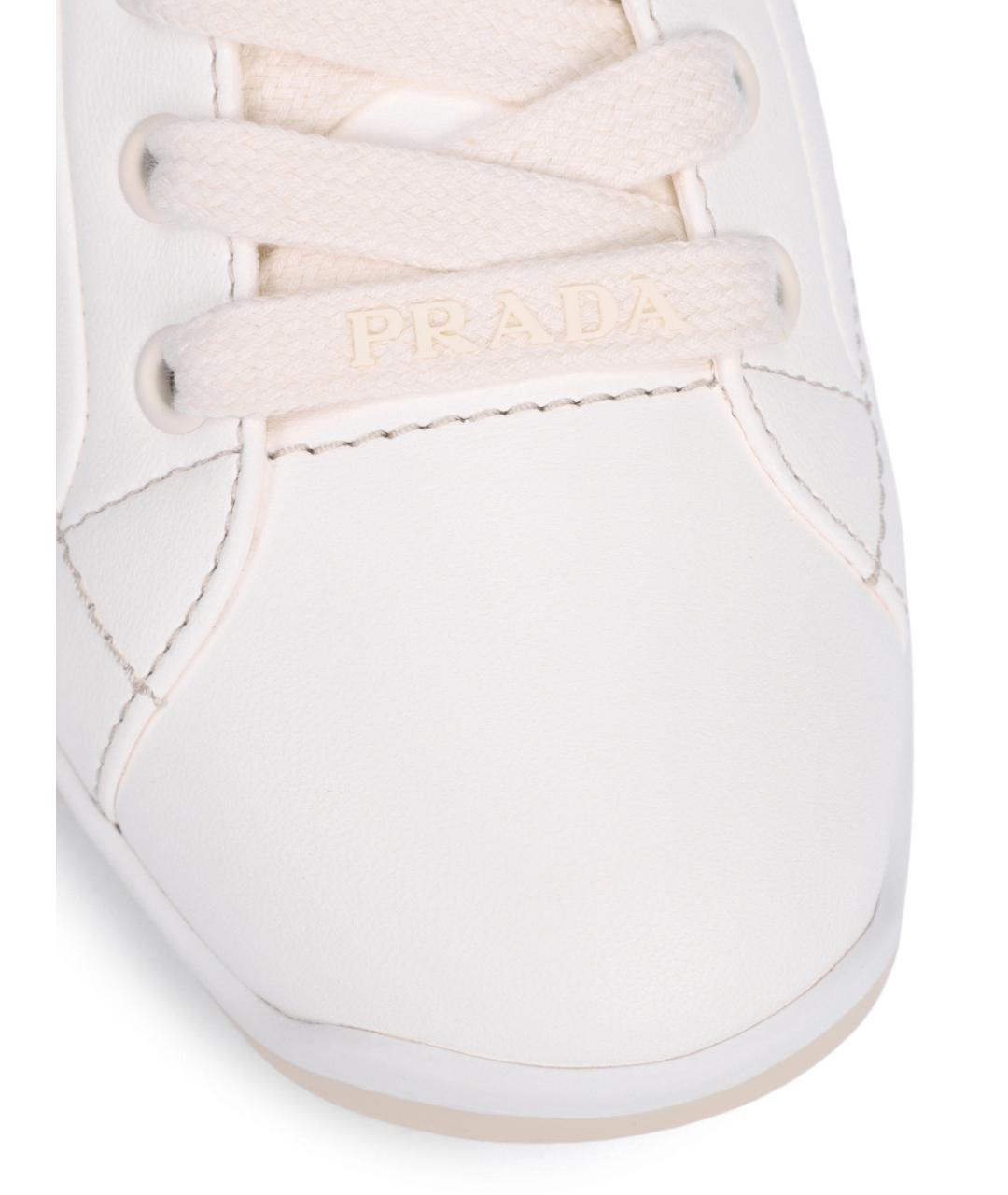 PRADA Белые кожаные кроссовки, фото 5