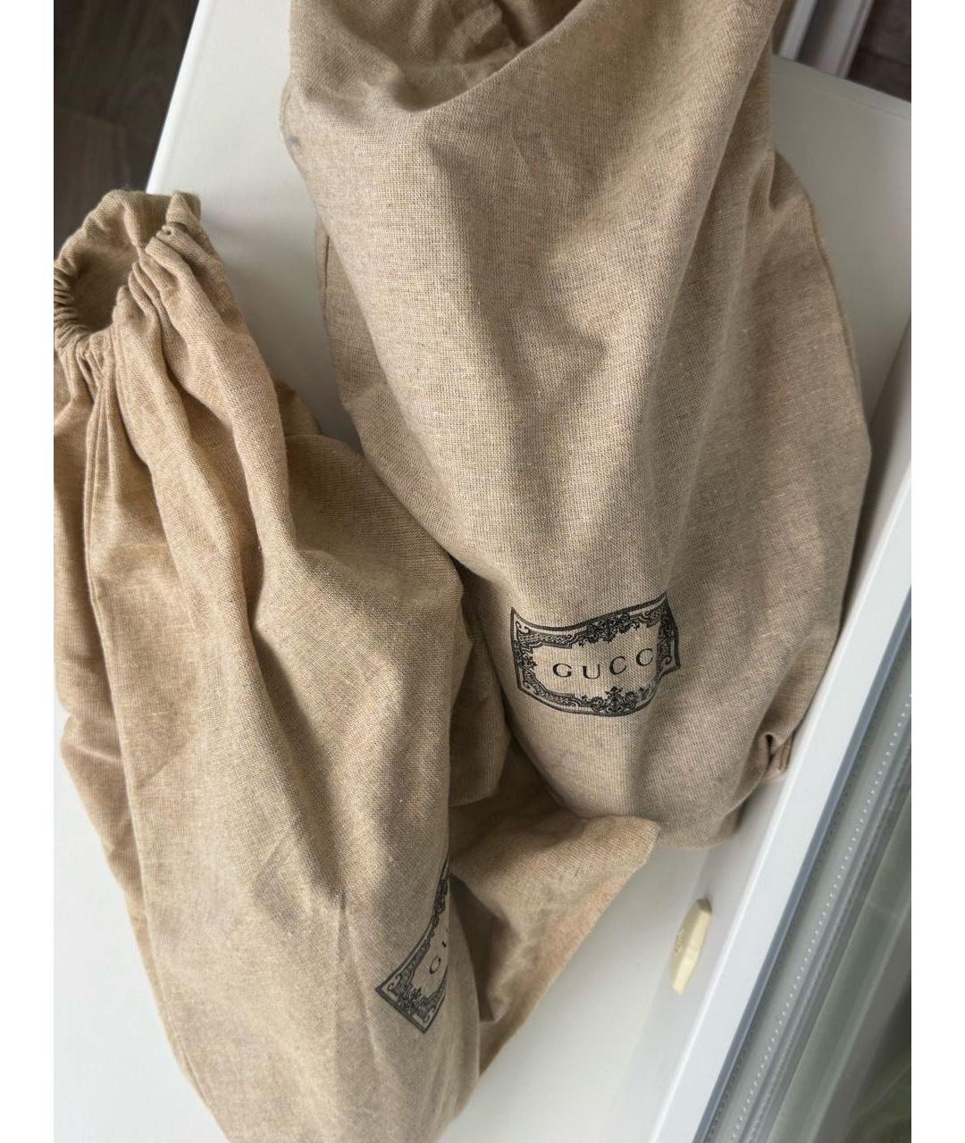 GUCCI Черные кожаные низкие кроссовки / кеды, фото 6