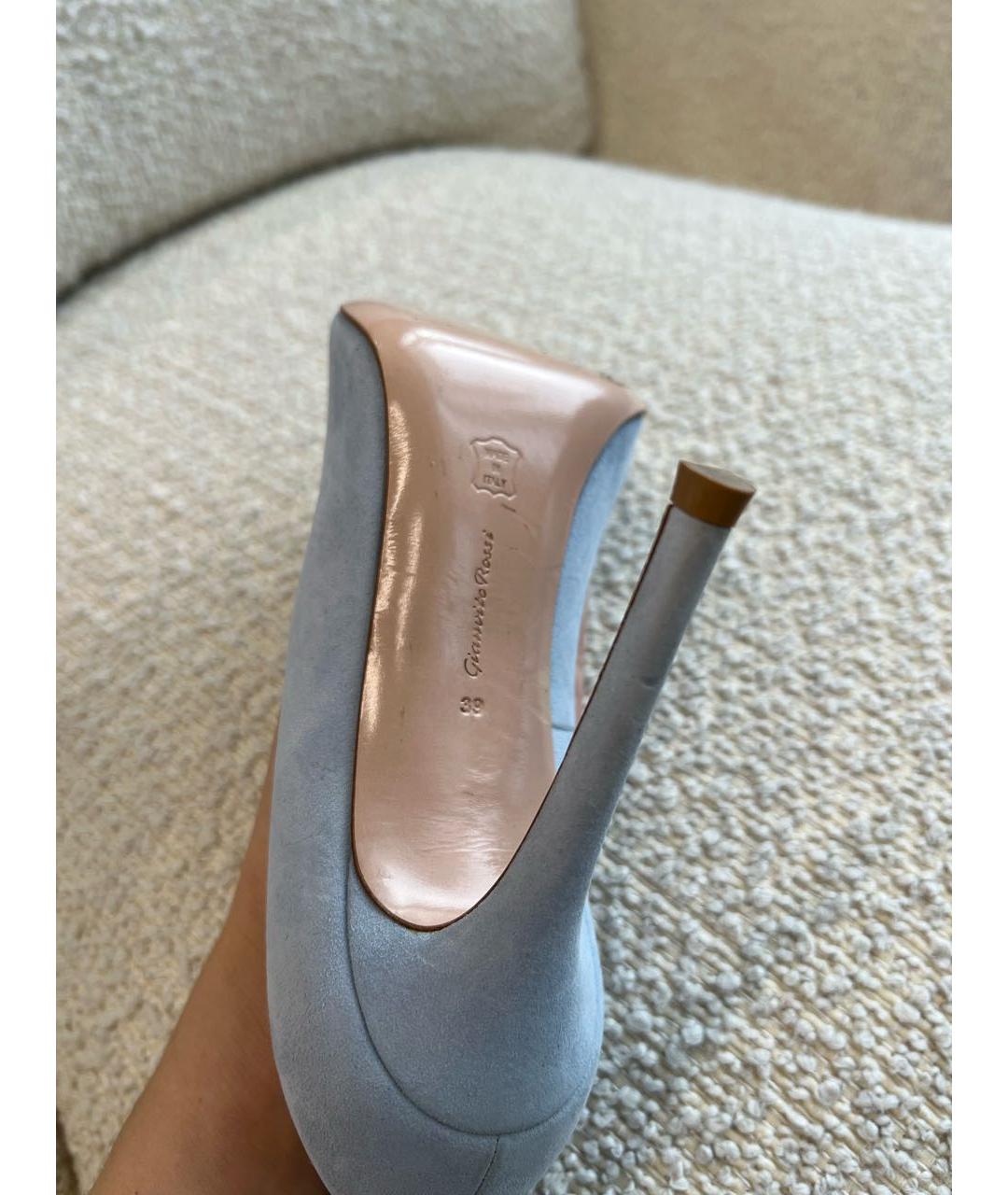 GIANVITO ROSSI Голубые замшевые туфли, фото 5