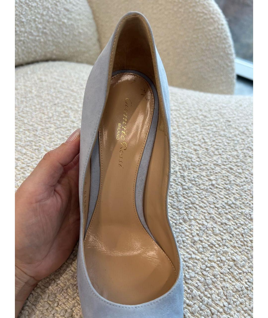 GIANVITO ROSSI Голубые замшевые туфли, фото 3