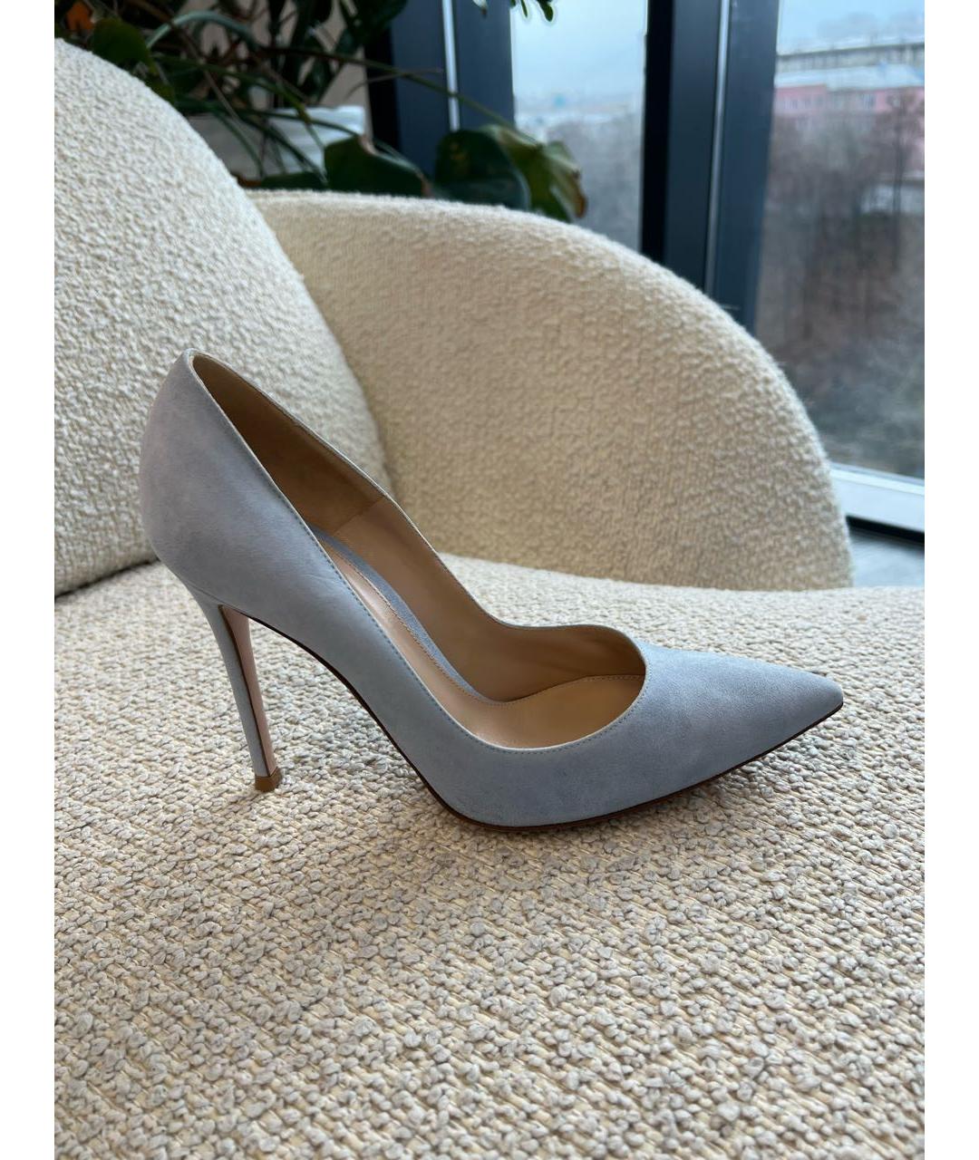 GIANVITO ROSSI Голубые замшевые туфли, фото 8