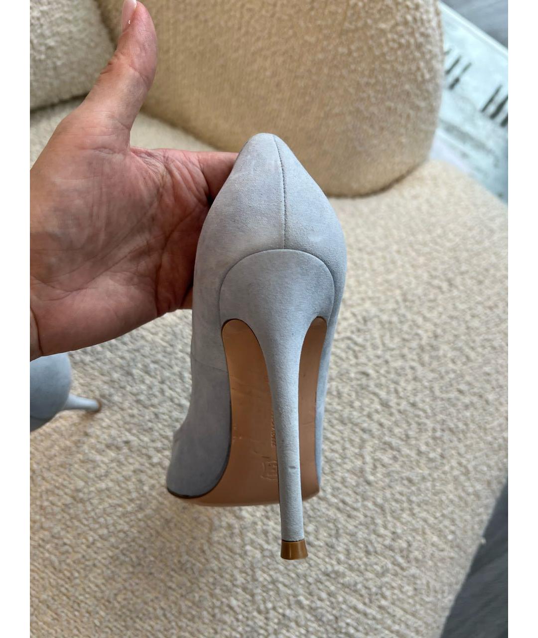 GIANVITO ROSSI Голубые замшевые туфли, фото 7