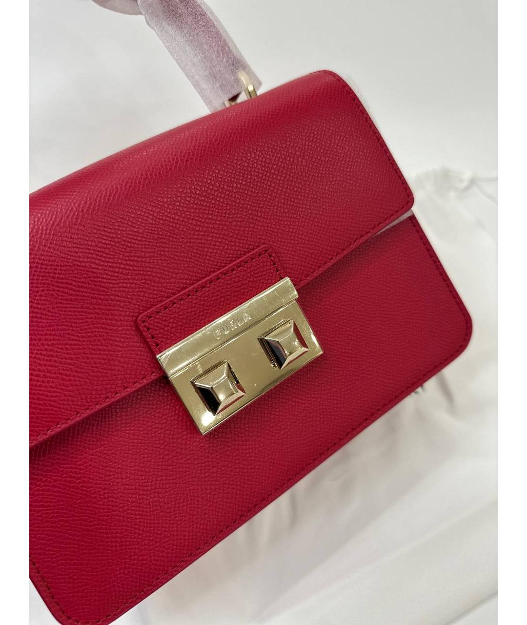 FURLA Красная кожаная сумка с короткими ручками, фото 4