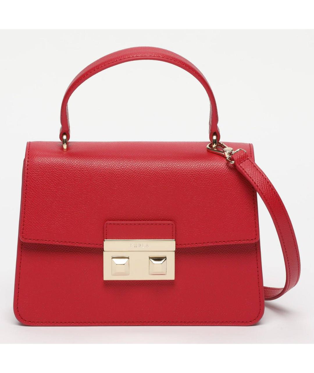 FURLA Красная кожаная сумка с короткими ручками, фото 6