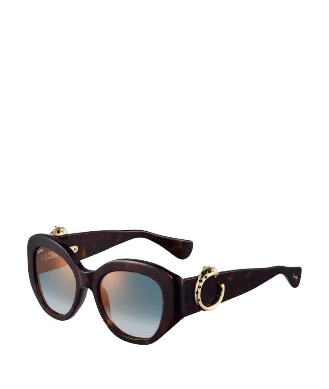 CARTIER Коричневые пластиковые солнцезащитные очки, фото 1