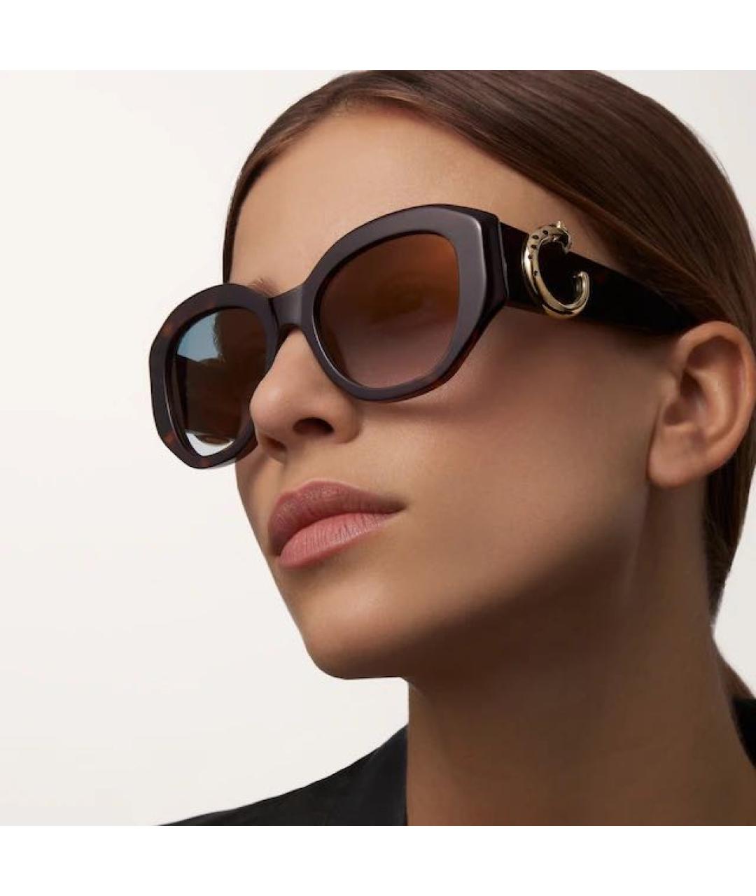 CARTIER Коричневые пластиковые солнцезащитные очки, фото 4