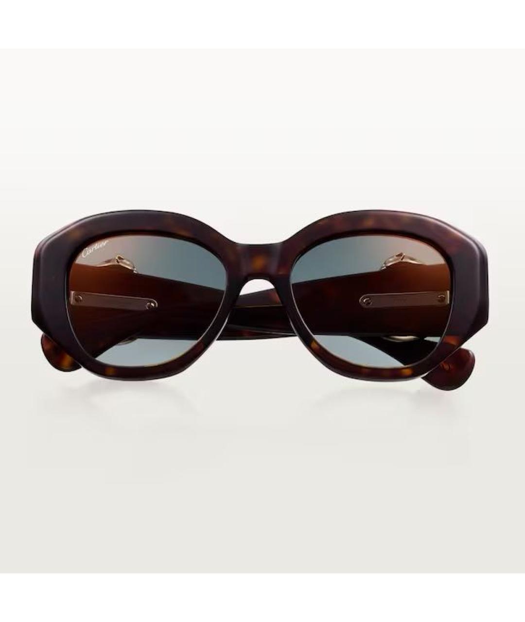 CARTIER Коричневые пластиковые солнцезащитные очки, фото 2