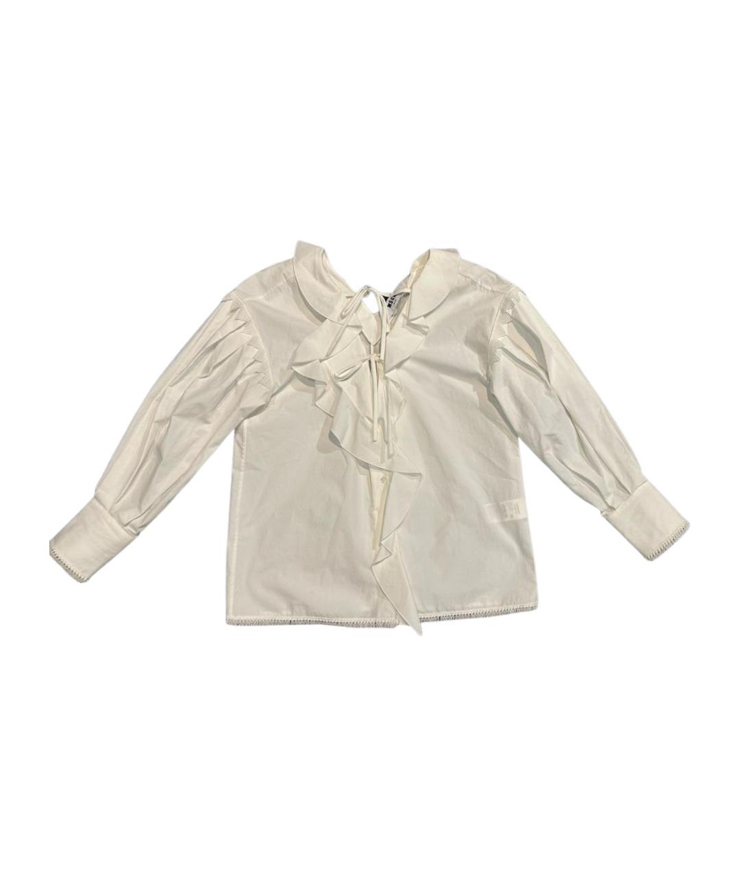 MSGM Белая хлопко-эластановая блузы, фото 1