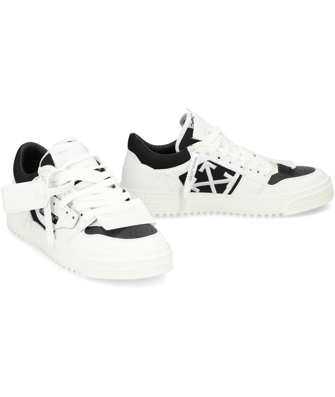 OFF-WHITE Белые кожаные низкие кроссовки / кеды, фото 3