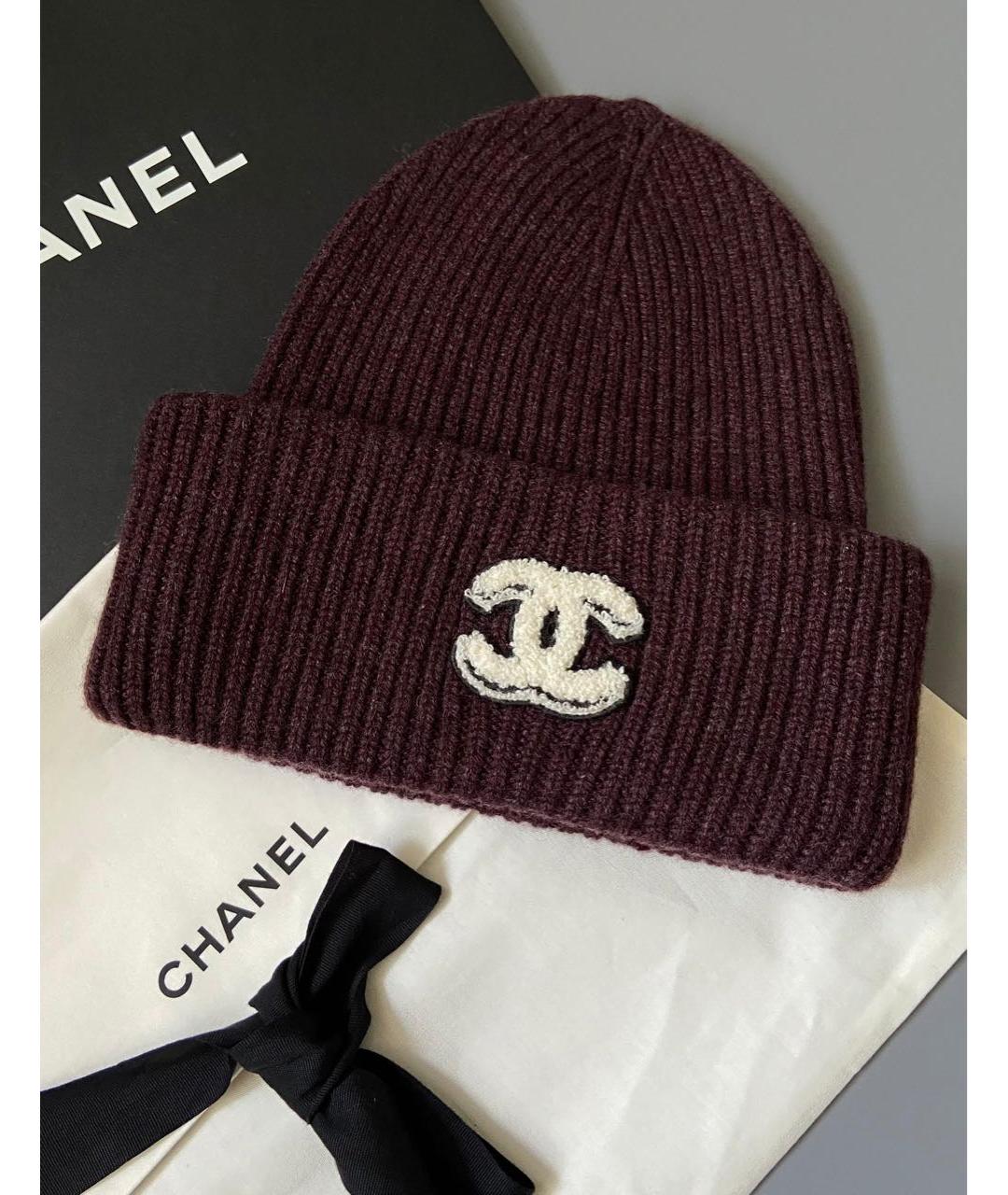 CHANEL Бордовая кашемировая шапка, фото 2