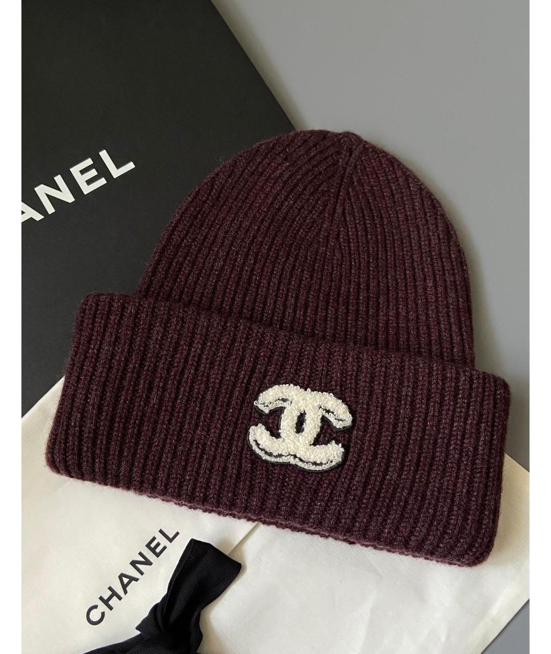 CHANEL Бордовая кашемировая шапка, фото 3