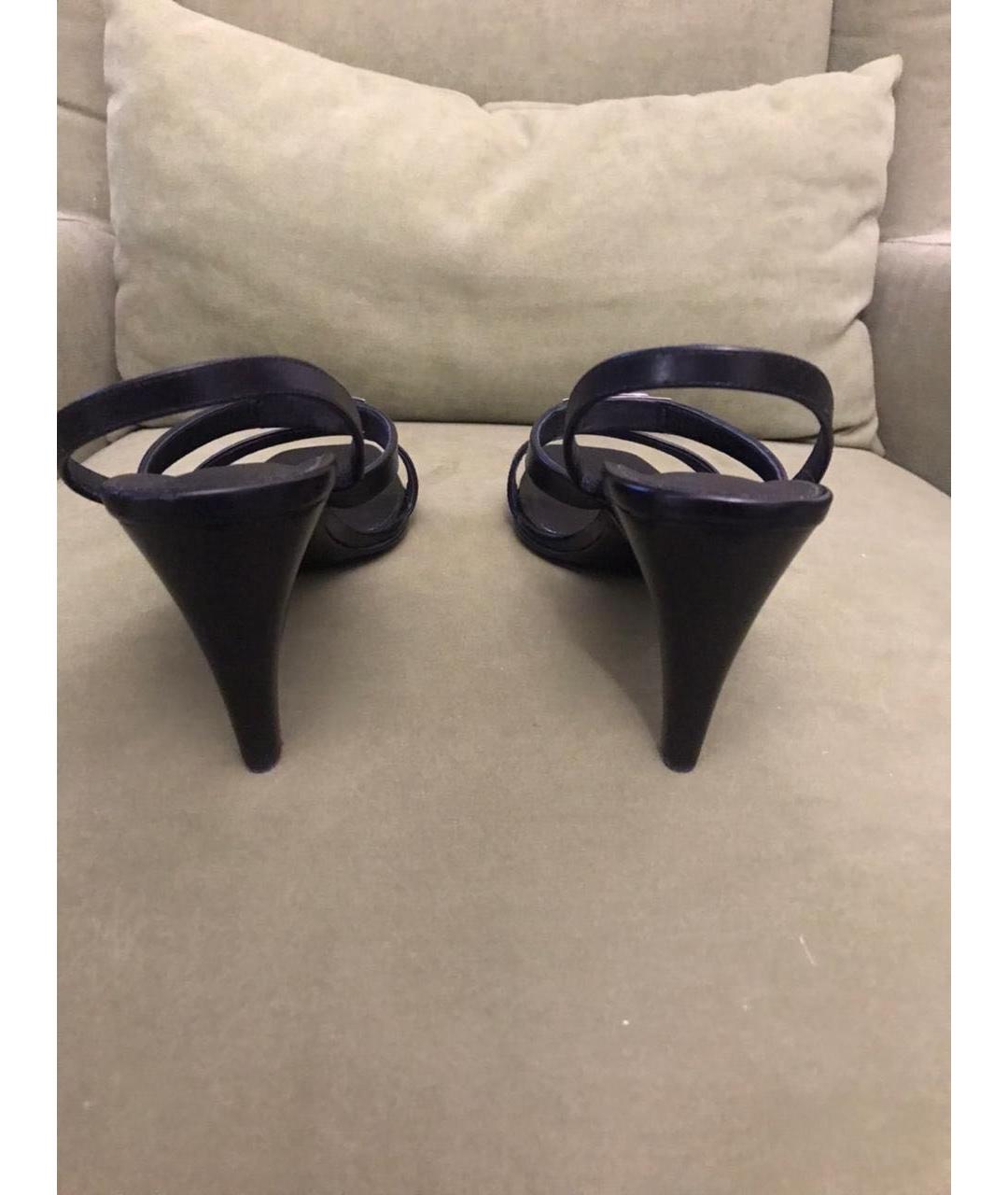 HERMES Черные кожаные босоножки, фото 4