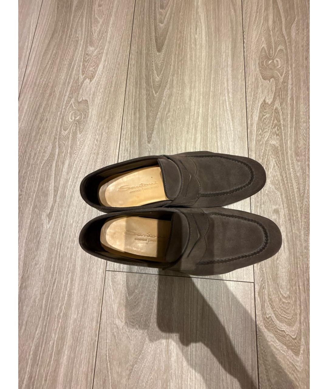 SANTONI Коричневые замшевые лоферы, фото 5