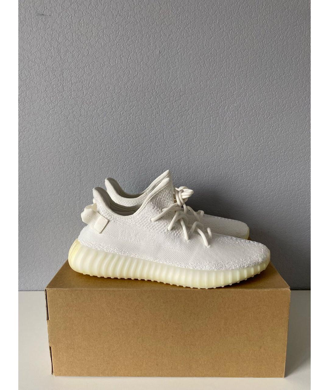 ADIDAS YEEZY Белые текстильные низкие кроссовки / кеды, фото 4