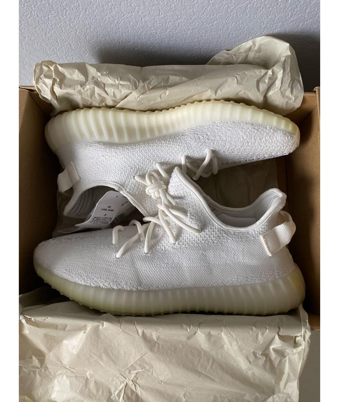 ADIDAS YEEZY Белые текстильные низкие кроссовки / кеды, фото 2
