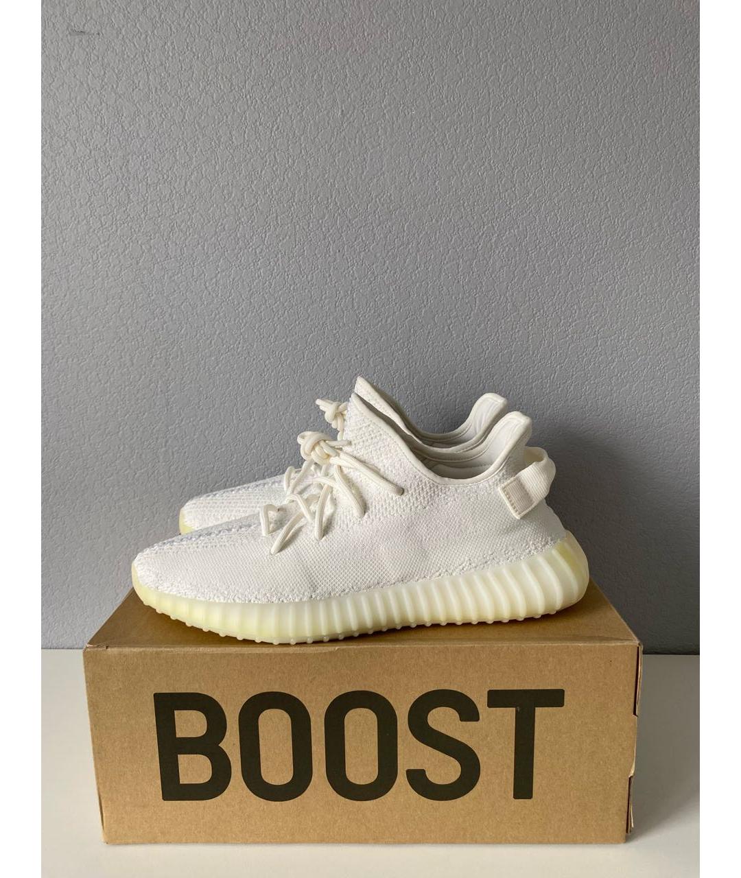 ADIDAS YEEZY Белые текстильные низкие кроссовки / кеды, фото 3