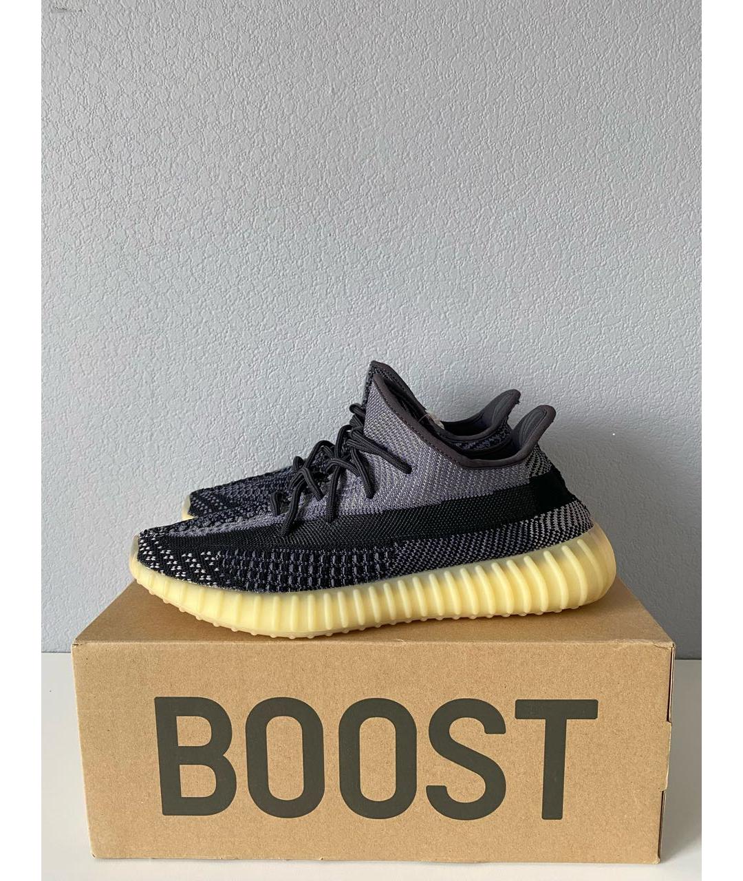 ADIDAS YEEZY Темно-синие текстильные низкие кроссовки / кеды, фото 3