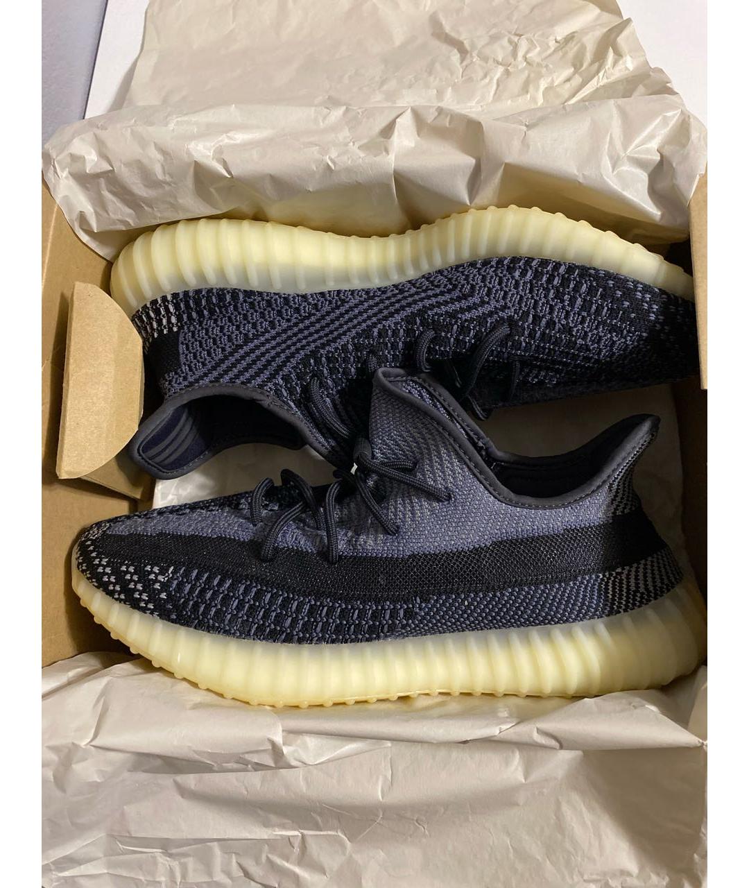 ADIDAS YEEZY Темно-синие текстильные низкие кроссовки / кеды, фото 2