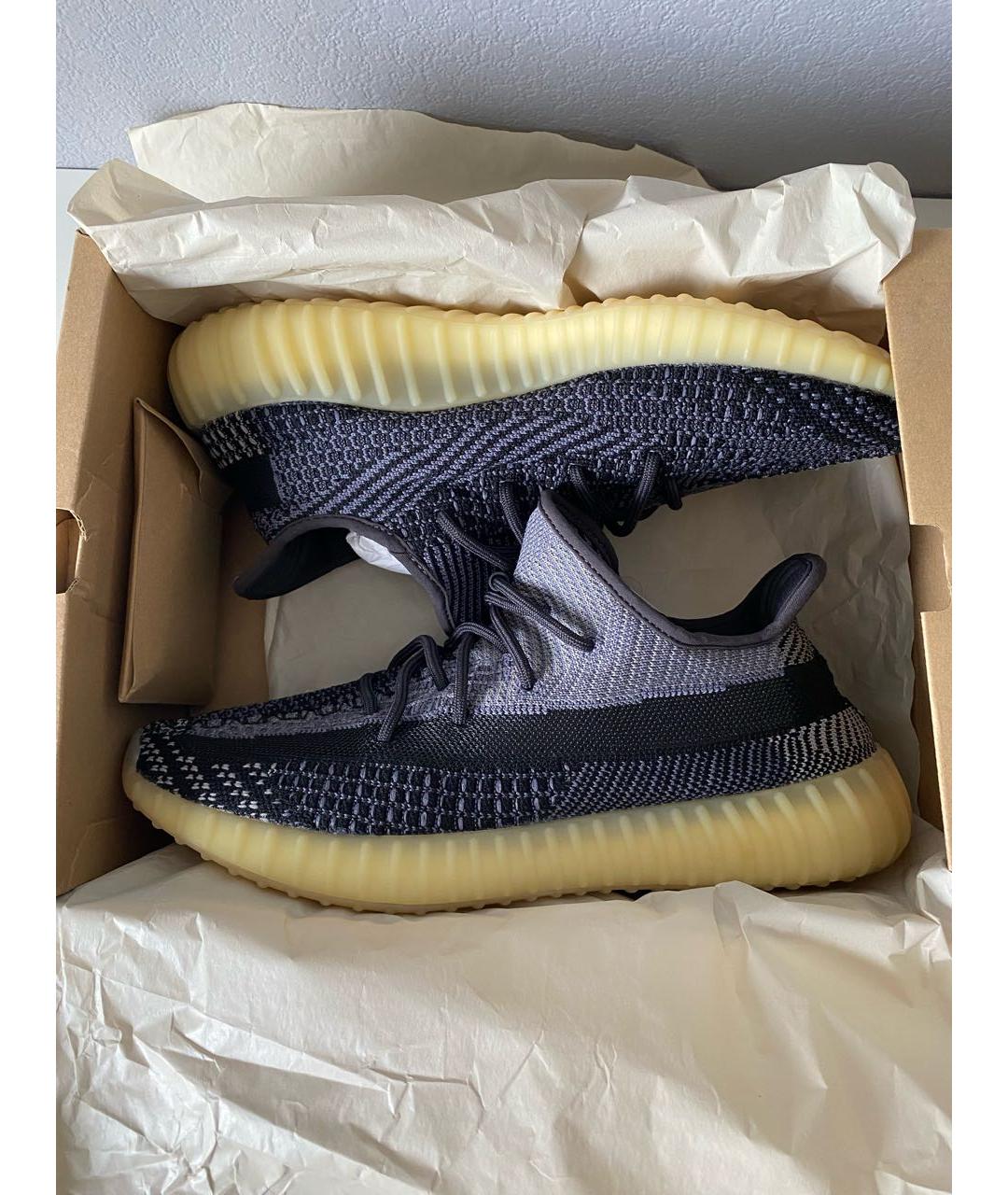 ADIDAS YEEZY Темно-синие текстильные низкие кроссовки / кеды, фото 2