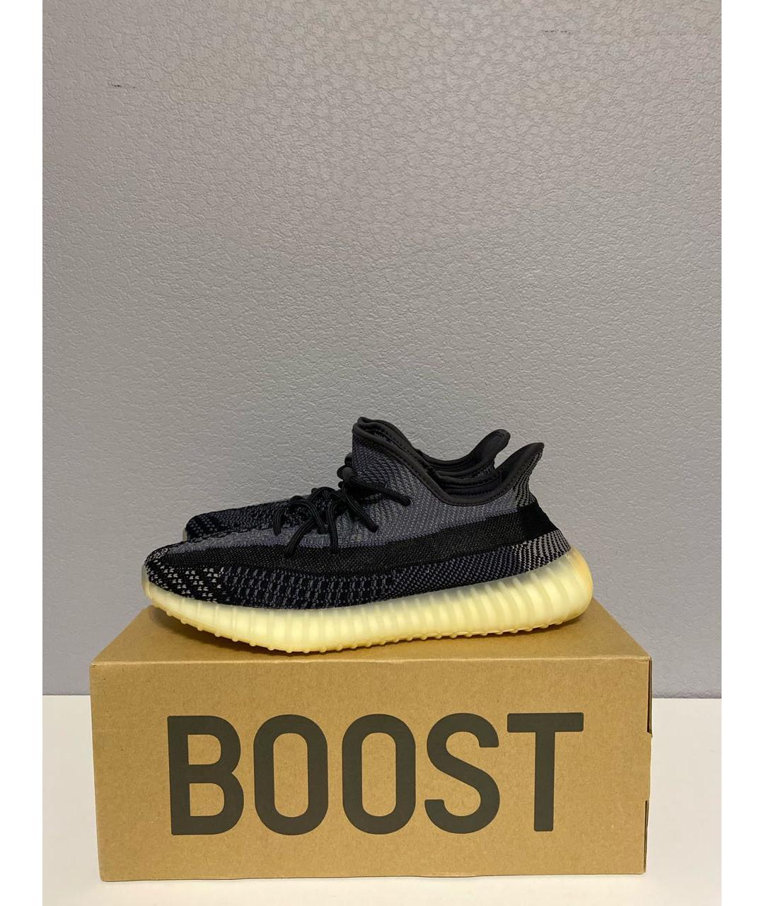 ADIDAS YEEZY Темно-синие текстильные низкие кроссовки / кеды, фото 3