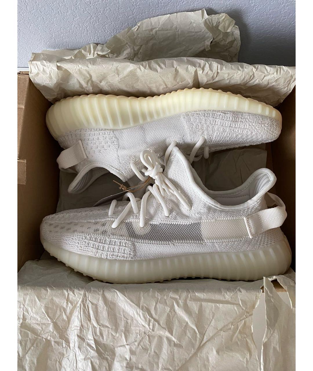 ADIDAS YEEZY Белые текстильные низкие кроссовки / кеды, фото 2