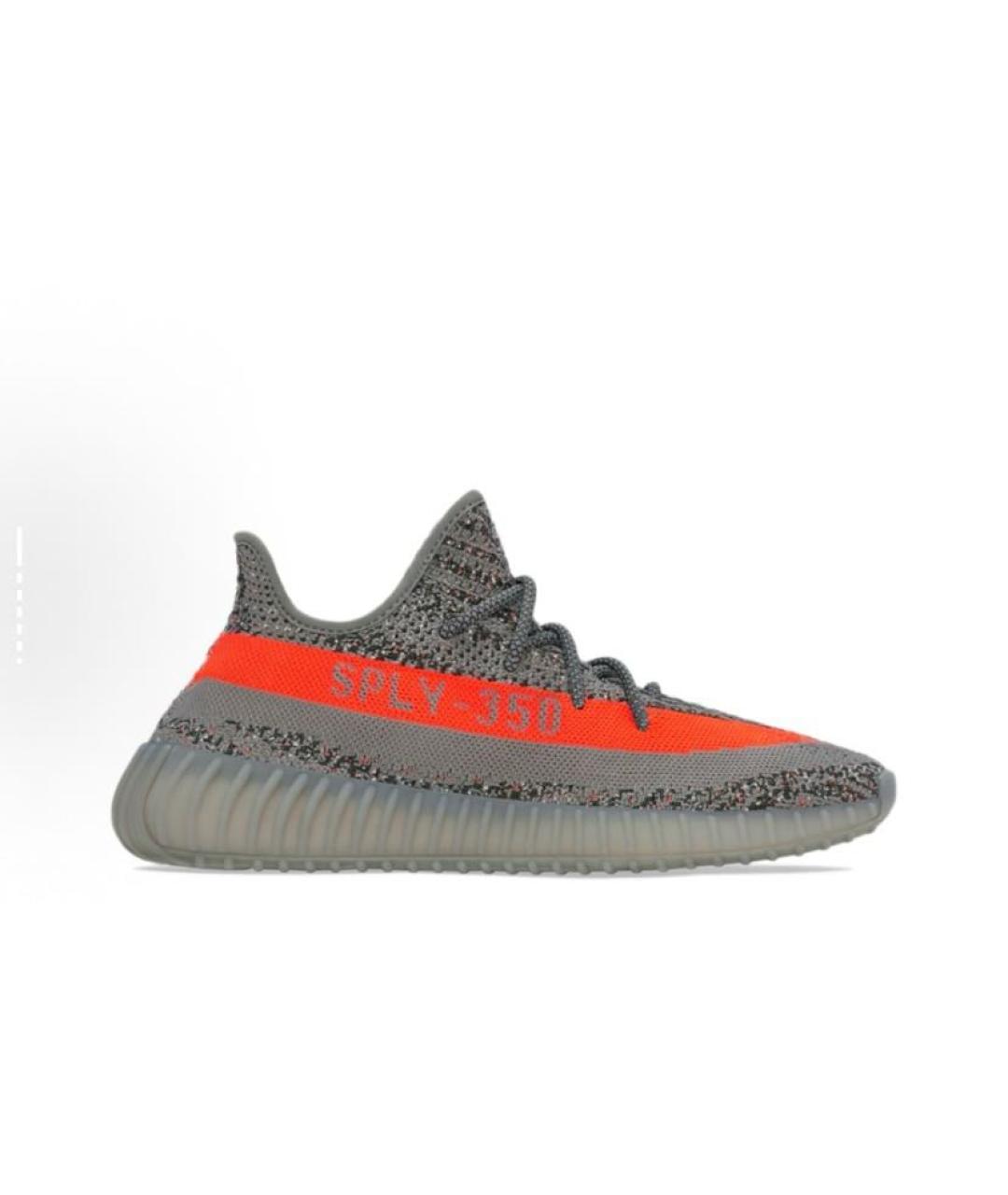 ADIDAS YEEZY Серые текстильные низкие кроссовки / кеды, фото 1