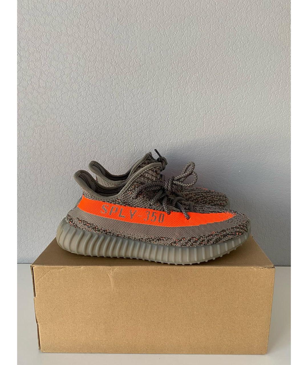 ADIDAS YEEZY Серые текстильные низкие кроссовки / кеды, фото 4