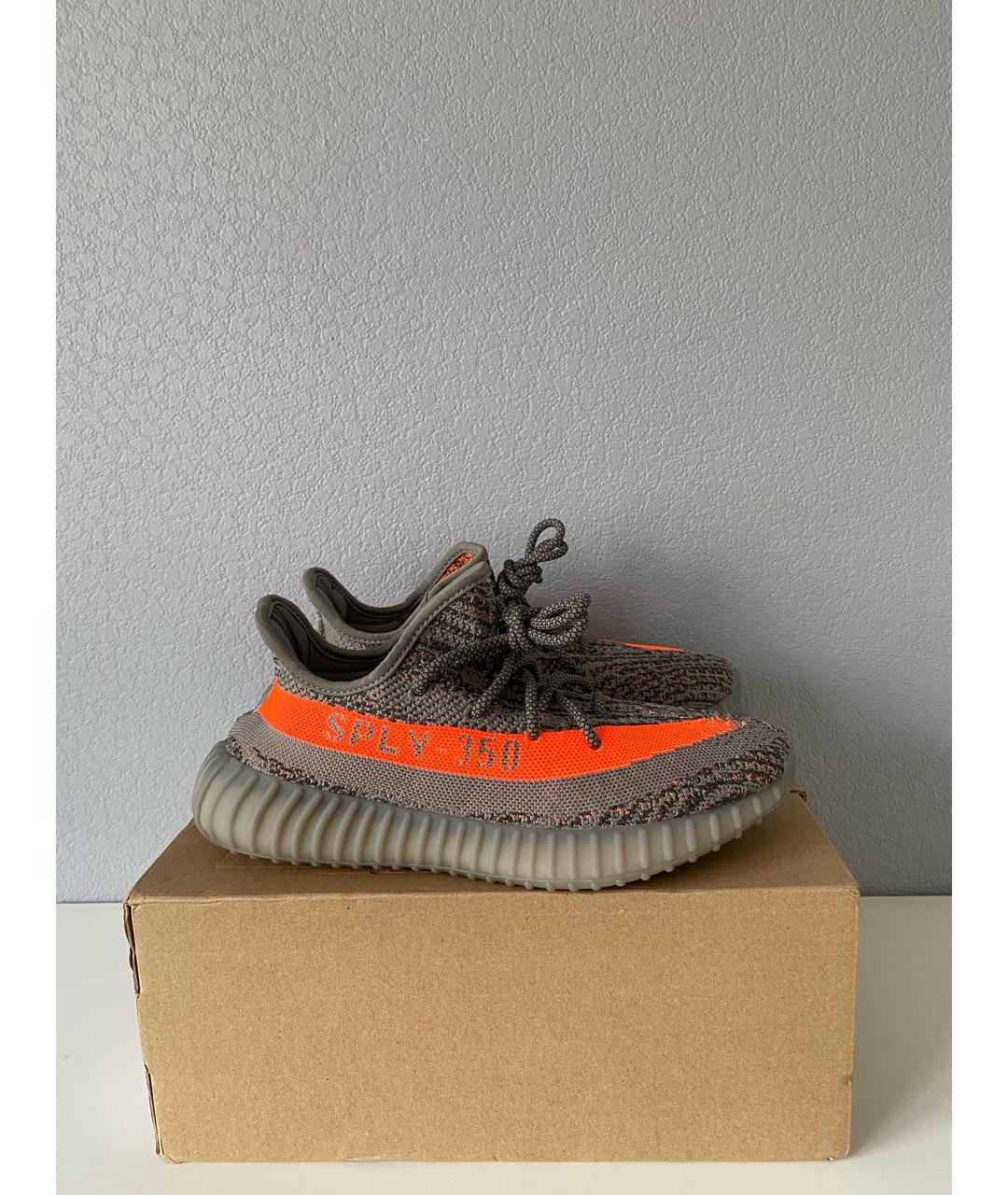 ADIDAS YEEZY Серые текстильные низкие кроссовки / кеды, фото 4