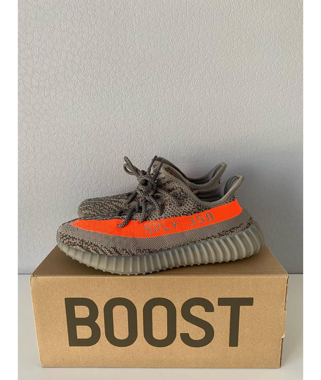 ADIDAS YEEZY Серые текстильные низкие кроссовки / кеды, фото 3