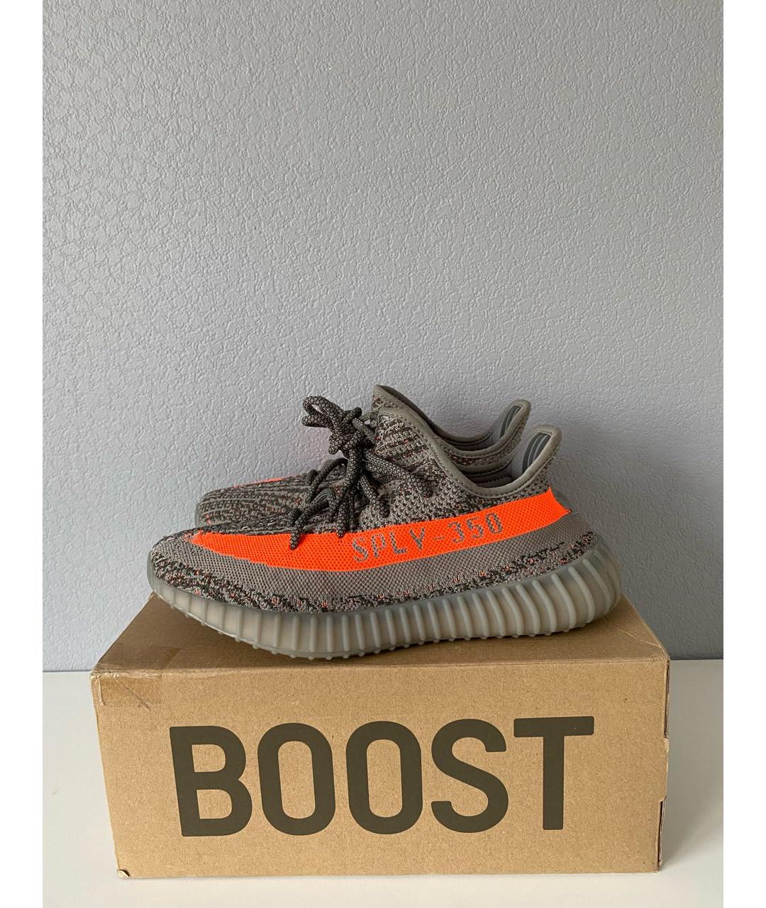 ADIDAS YEEZY Серые текстильные низкие кроссовки / кеды, фото 3