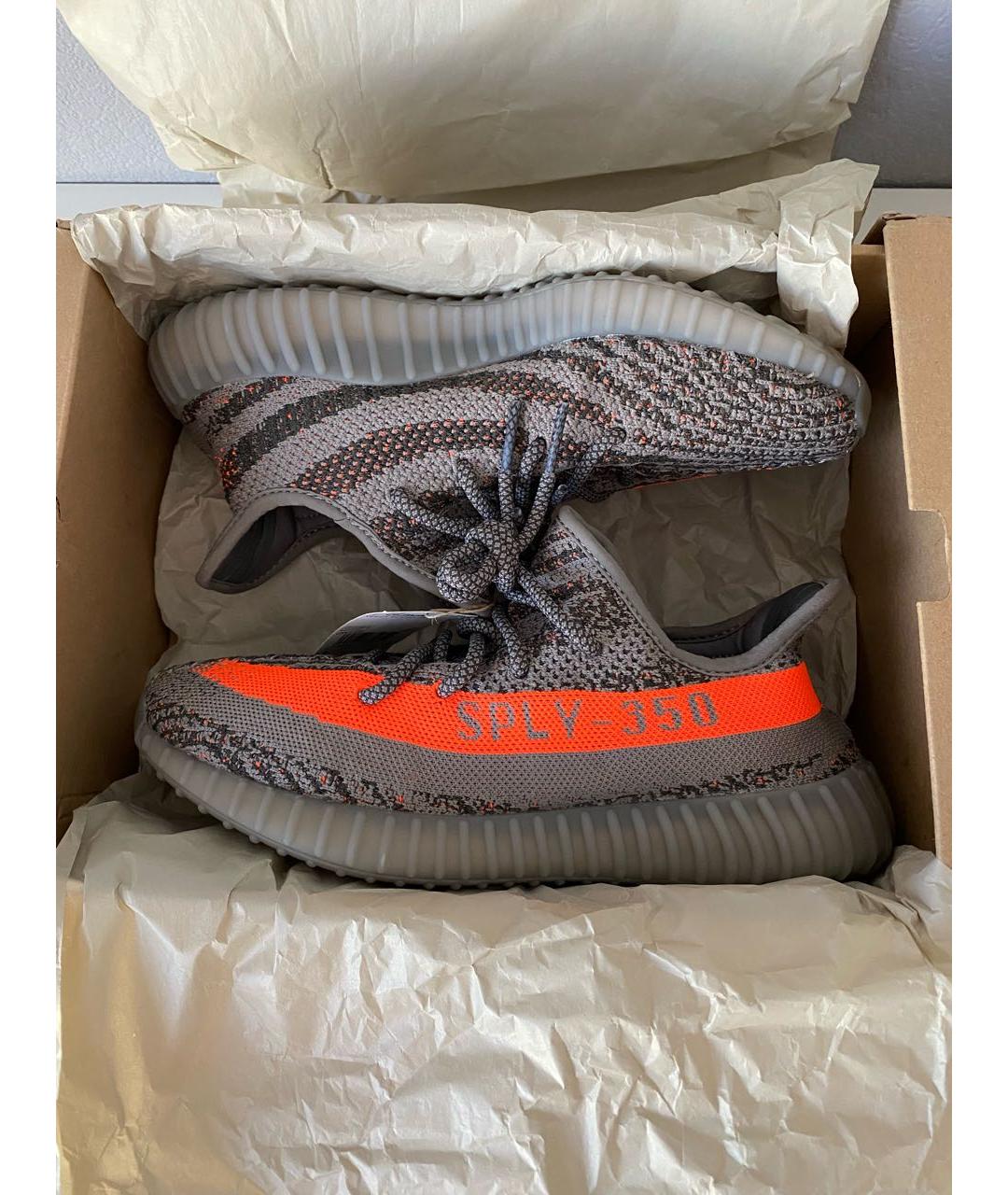 ADIDAS YEEZY Серые текстильные низкие кроссовки / кеды, фото 2